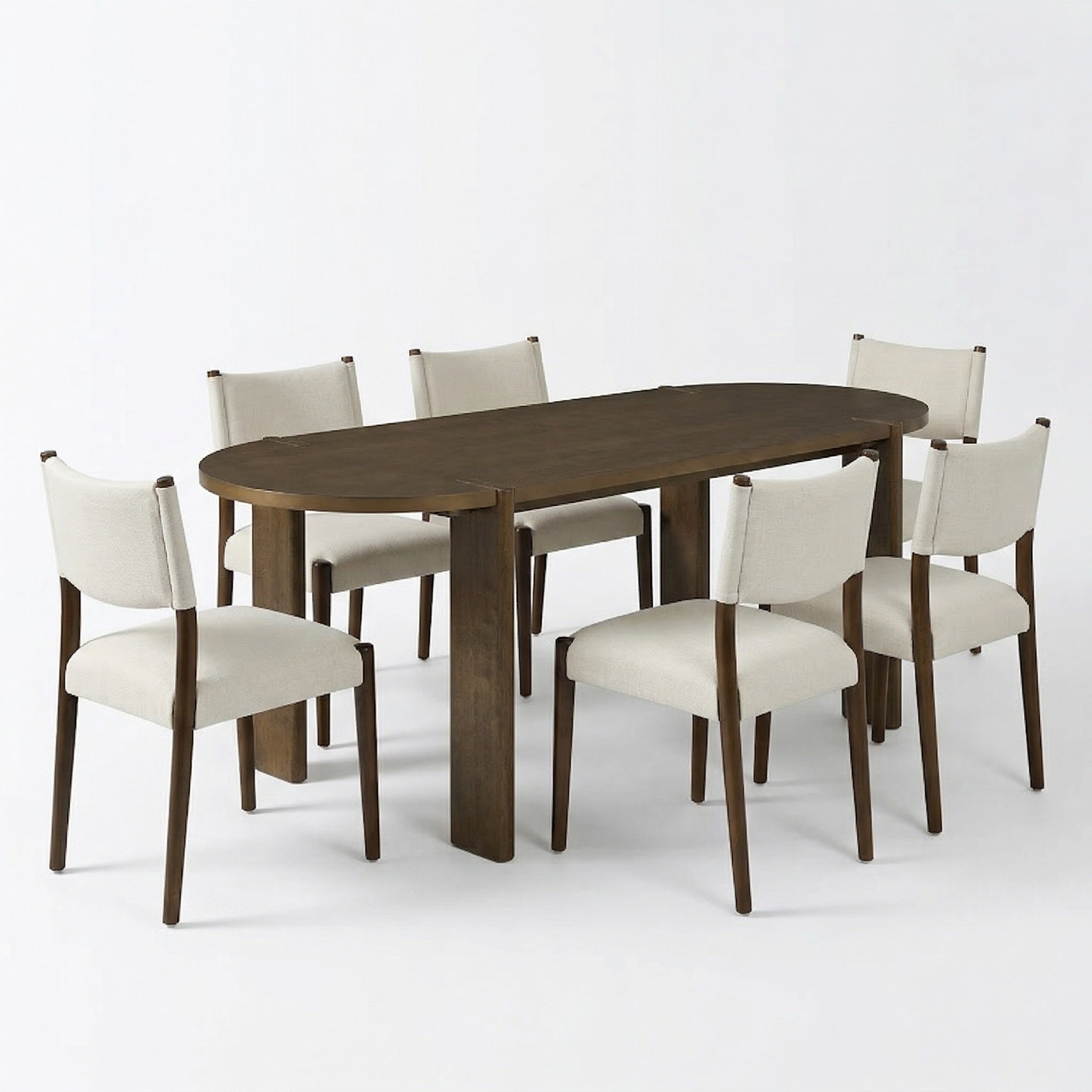7 Pieces Modern Oval Dining Set, Rustic Farmhouse Solid Wood Kitchen Table Set for 6 by HouseOfZazla
