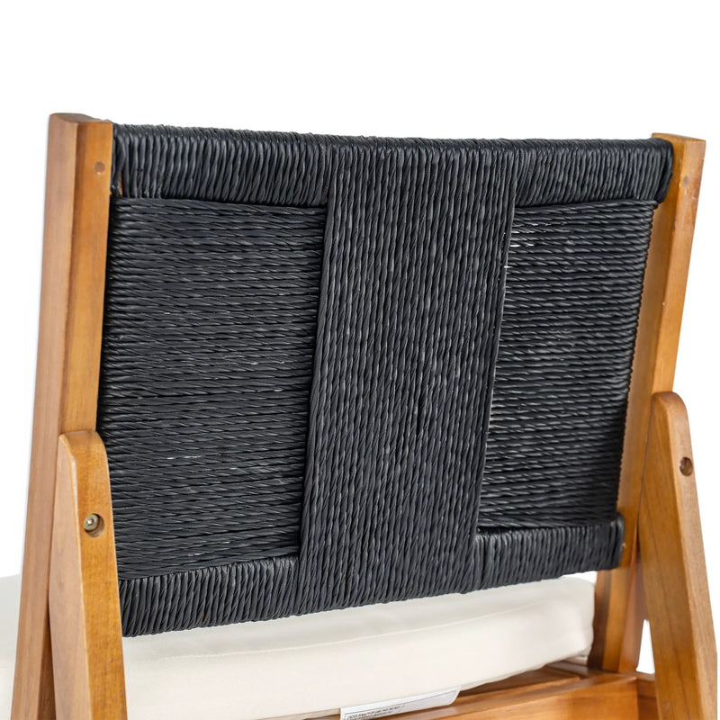 4 Pieces Arly Black Outdoor Bar Stool Solid Acacia Wood and Woven Wicker by HouseOfZazla