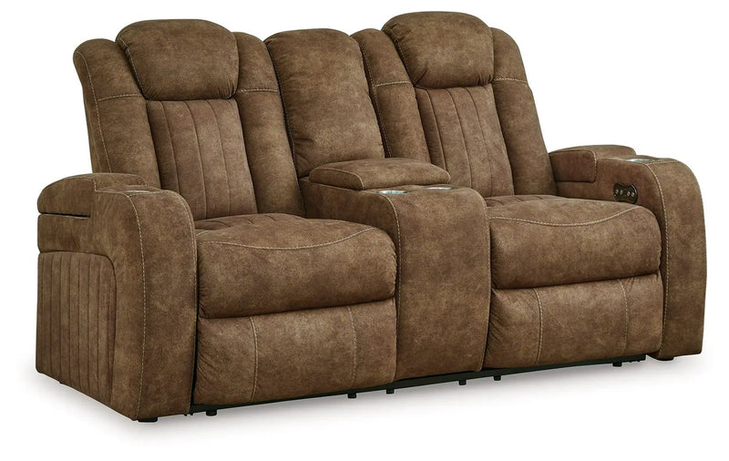 Wolfridge - Power Reclining Loveseat With Console /Adj Hdrst - Brindle by Unique Piece Furniture