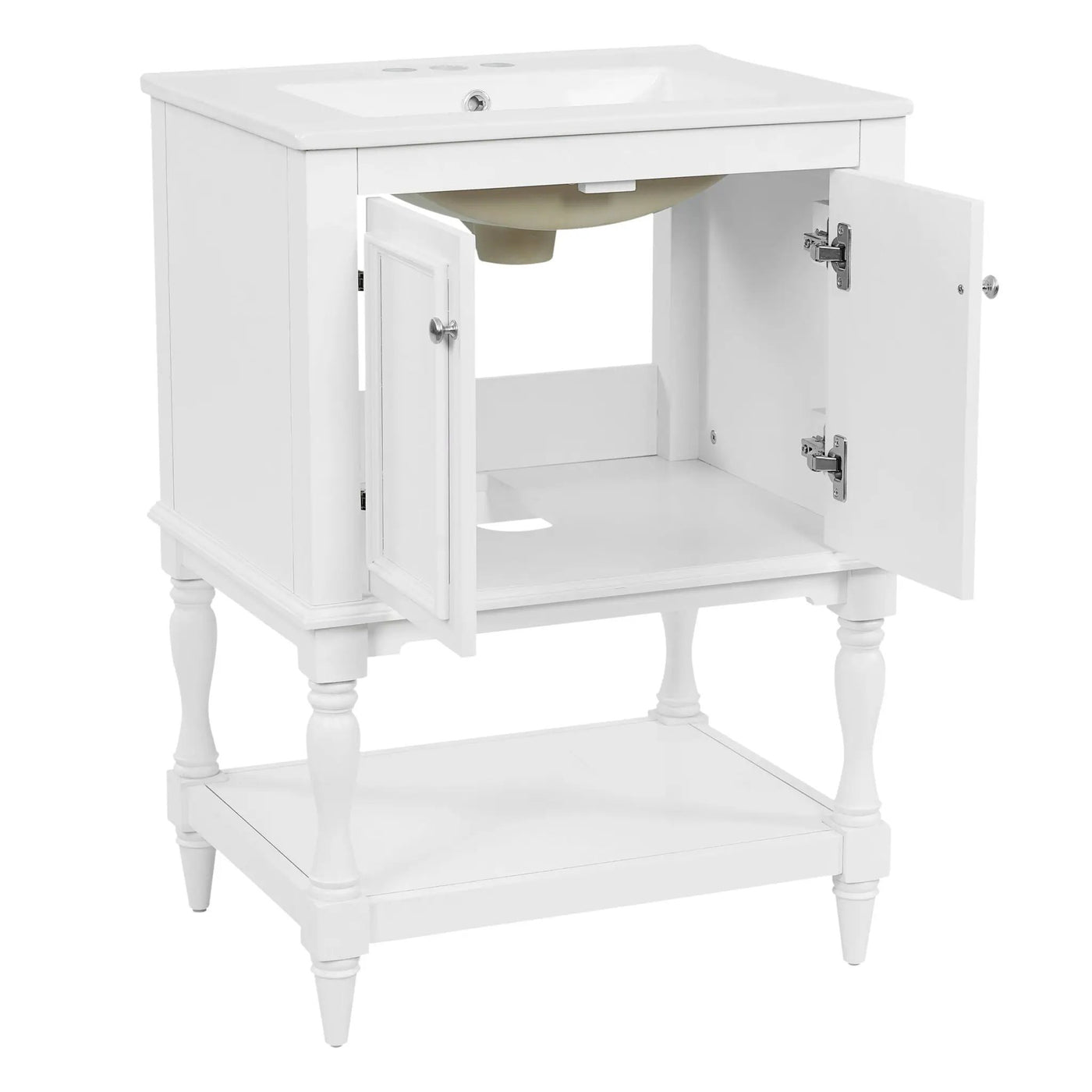 Modern Bathroom Vanity With Sink, Rectangular Cabinet With Open Shelf And Closed Storage by HouseOfZazla