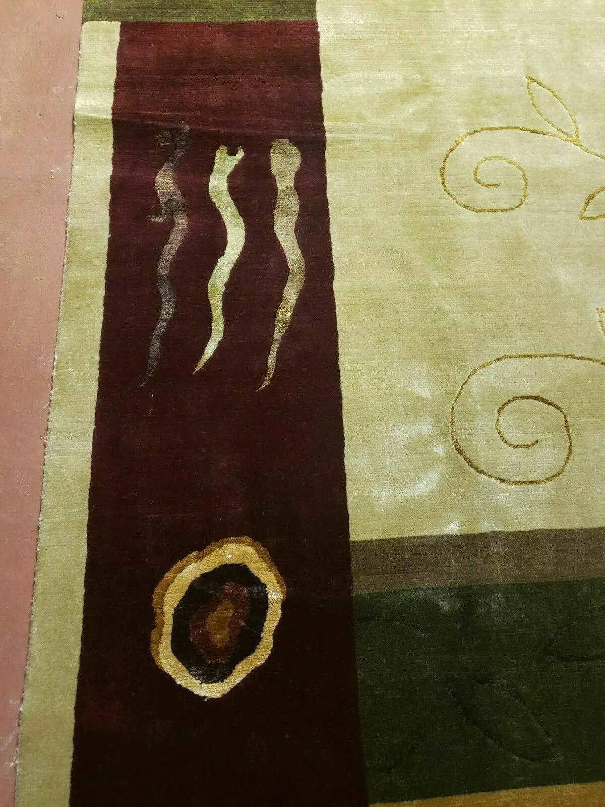 6' X 9' Modern Handmade Tibetan Nepal Wool & Silk Rug Decorative Abstract Gold by Jewel Rugs
