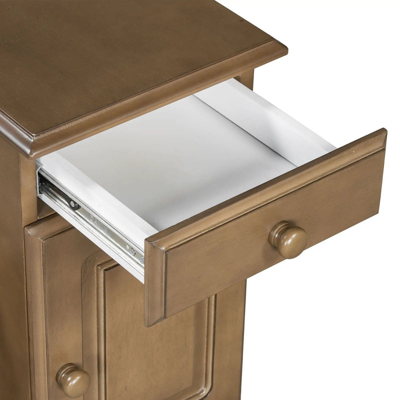 Vintage Flip Top Side Table With USB Ports by HouseOfZazla