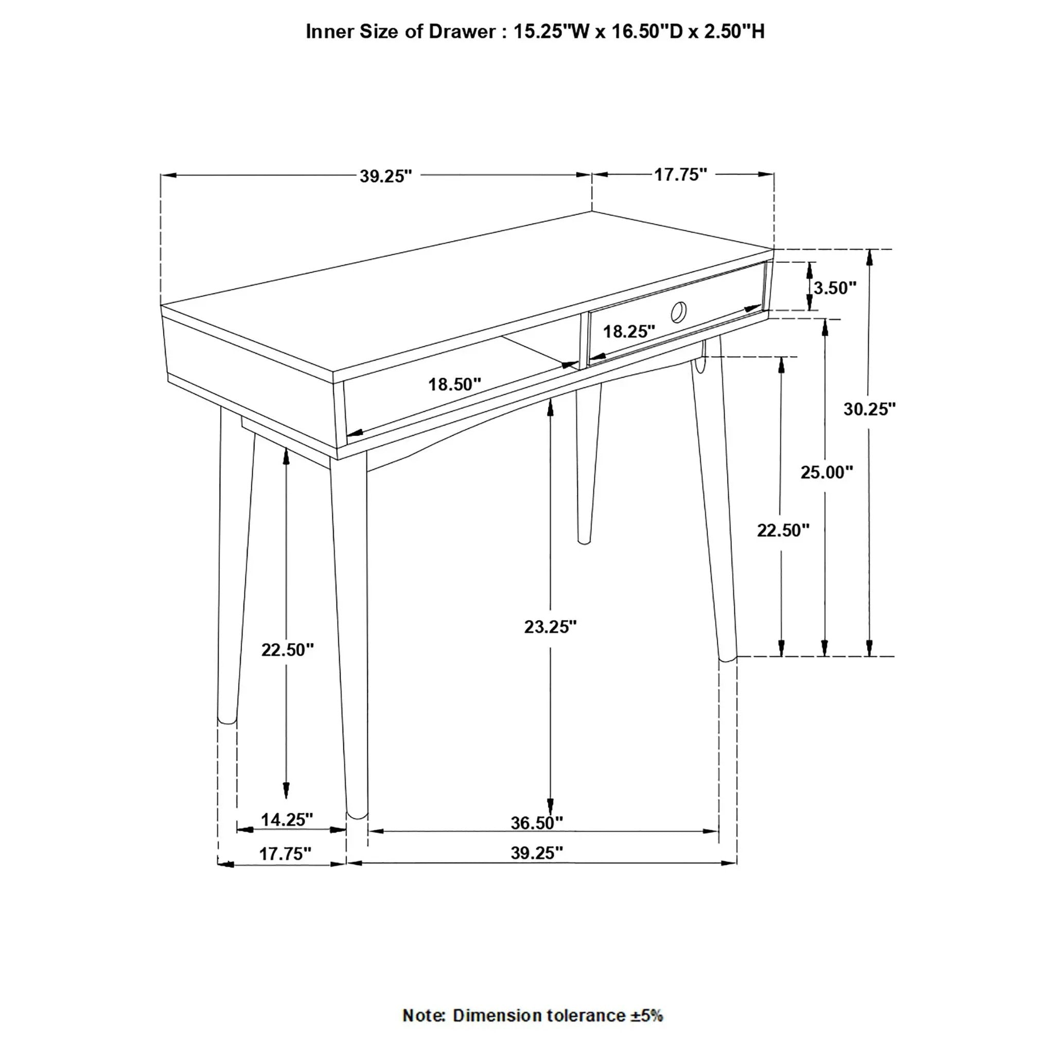 1 Drawer Writing Desk, Compact Size For Home Office - White by HouseOfZazla