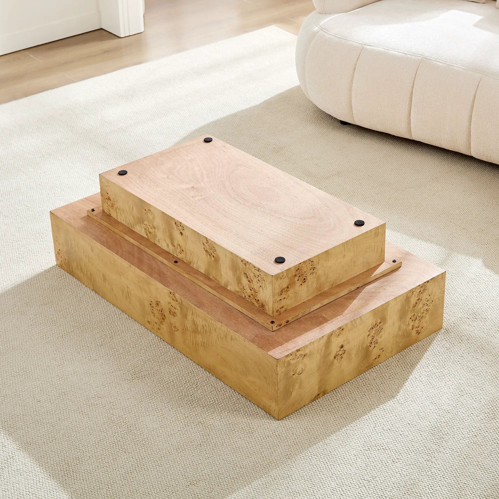 43.31 Inch Burl Wood Veneer Coffee Table by HouseOfZazla