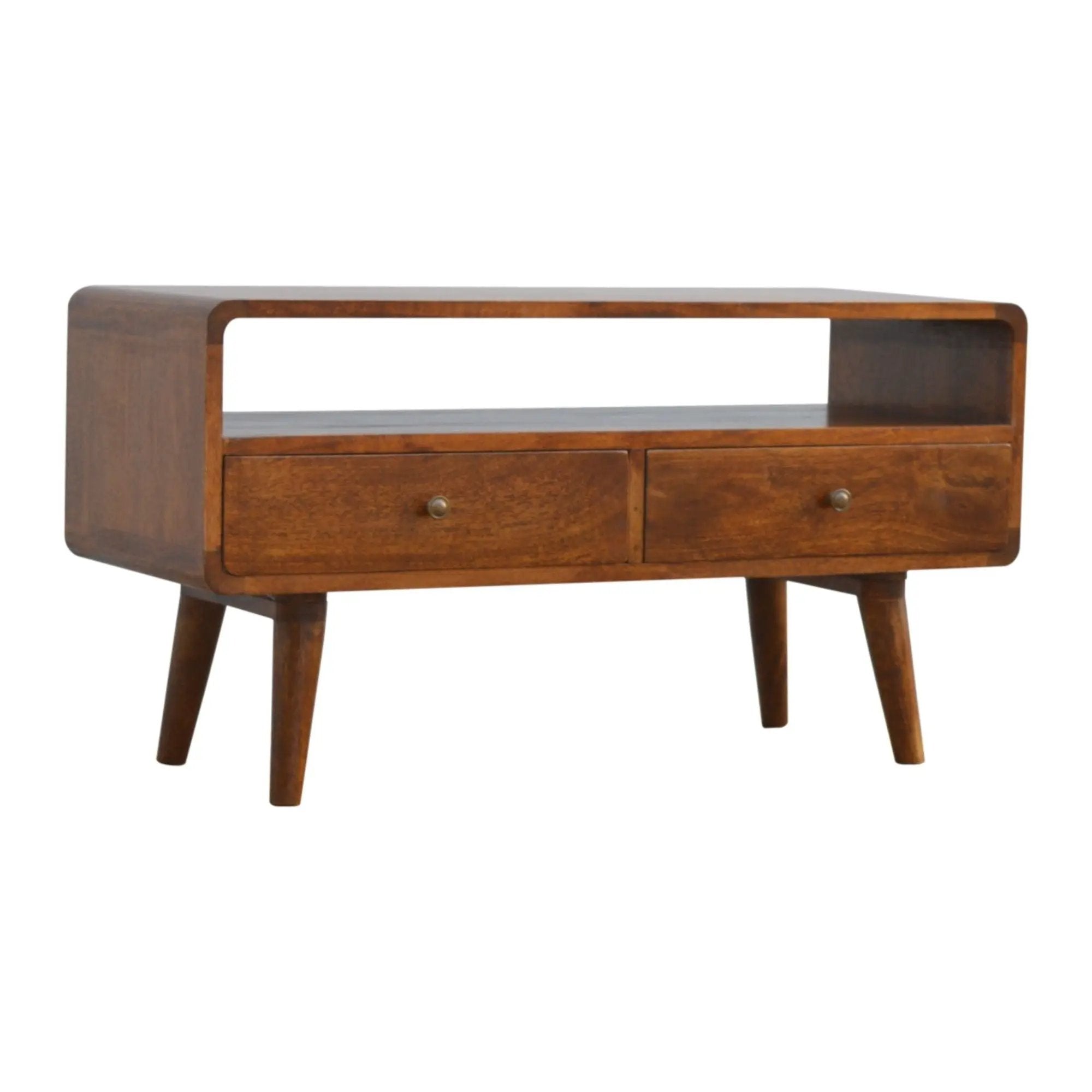 Solid Wood Curved Media Unit by Unique Piece Furniture