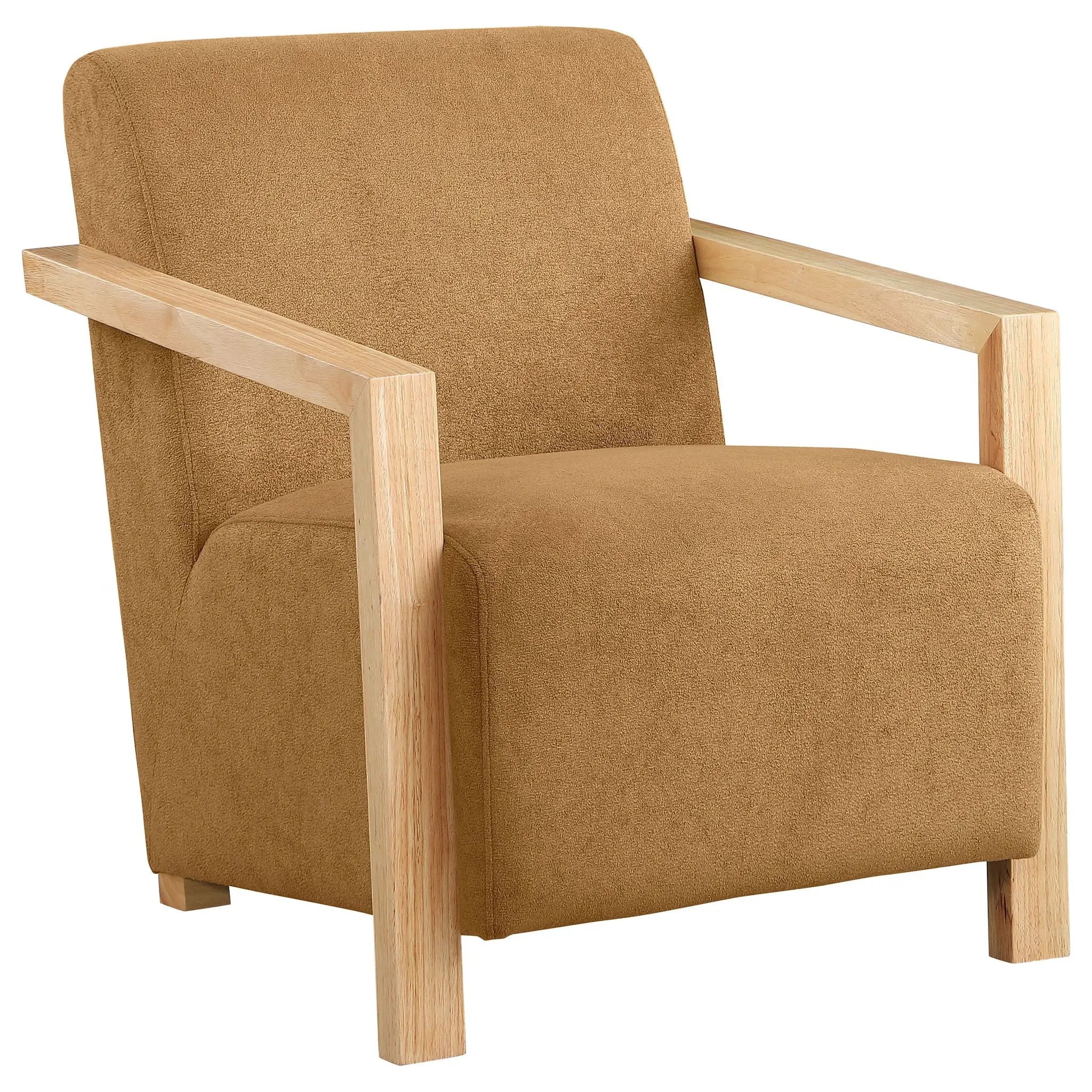 Diego Upholstered Accent Arm Chair with Wood Arms Honey by Unique Piece Furniture