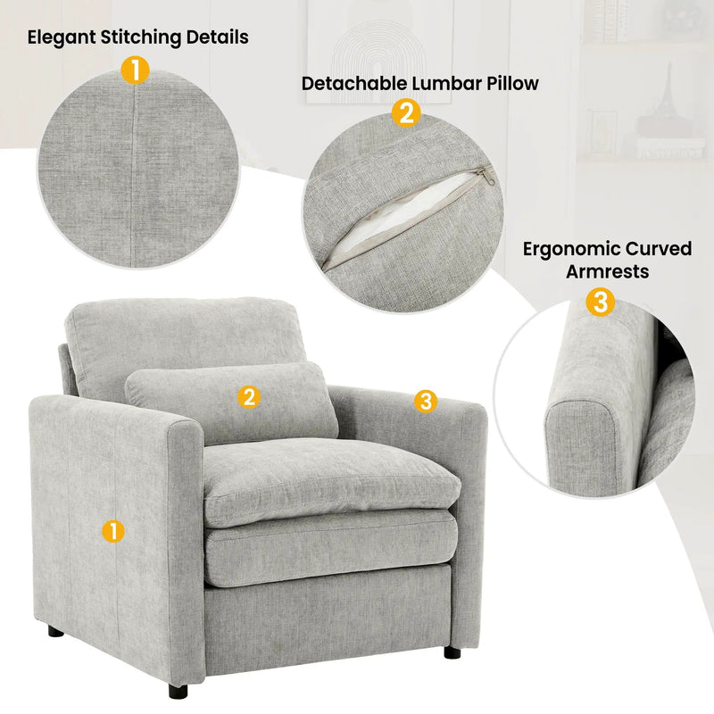 Cozy Upholstered Cushion Armchair For Living Room by HouseOfZazla