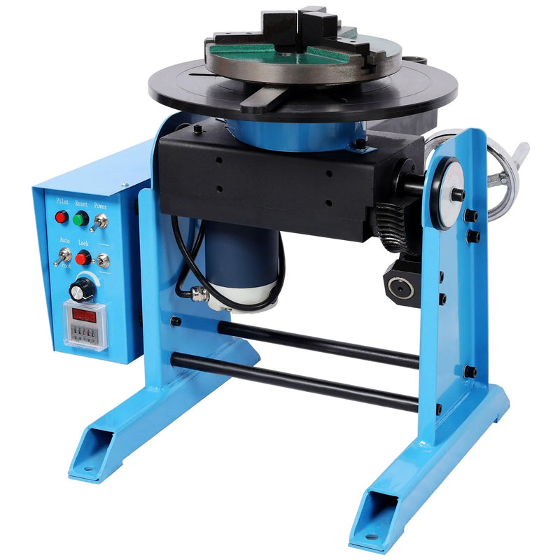 Heavy Duty Rotary Welding Positioner Turntable Table With Manual Tilt And 3 Jaw Lathe Chuck - Blue by HouseOfZazla