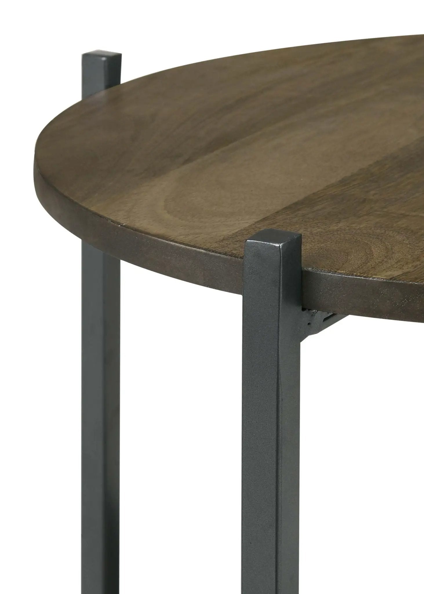 Axel Round Accent Table with Open Shelf Natural and Gunmetal by Unique Piece Furniture