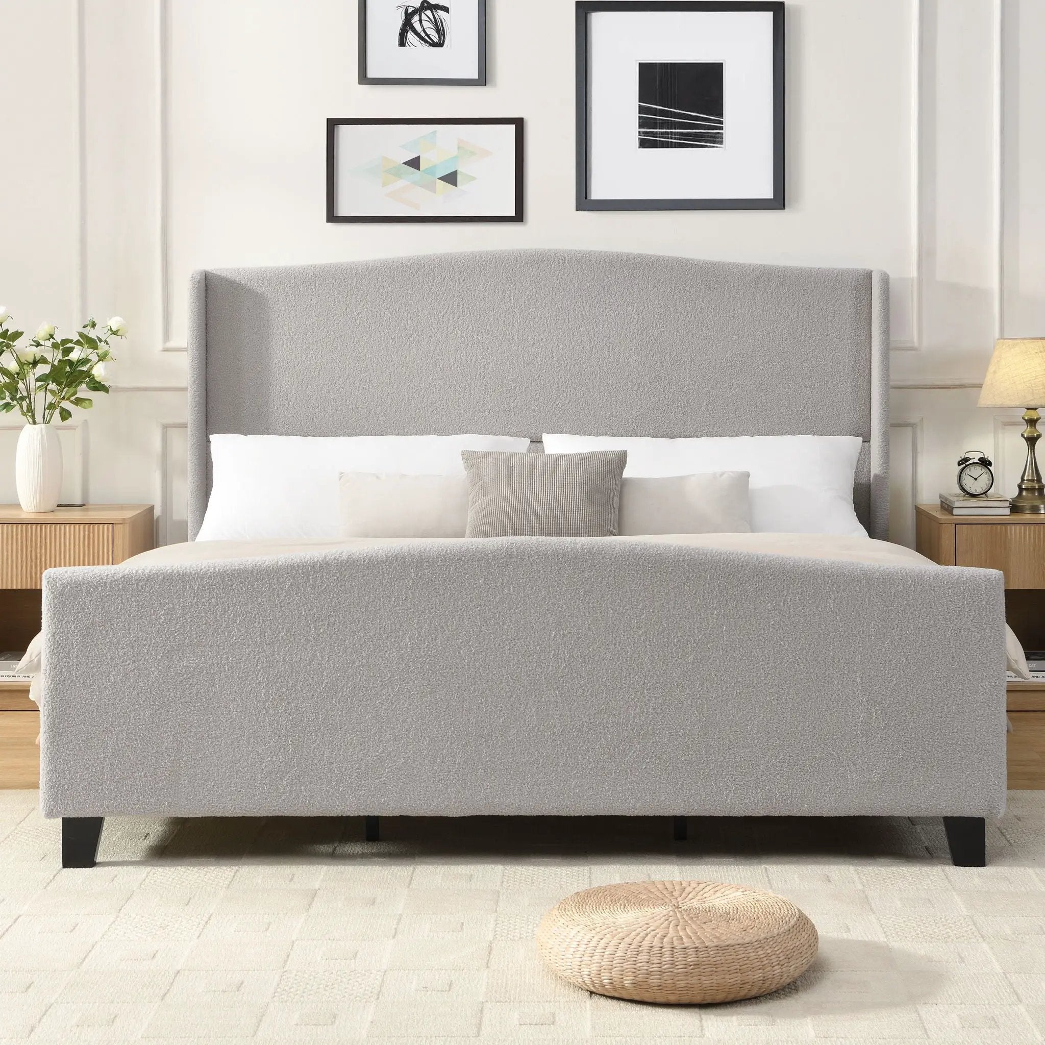 Platform Bed Frame With Tall Headboard And High Footboard by HouseOfZazla