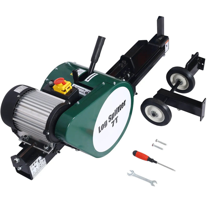 Double Flywheel Electric Log Splitter 7 Ton Portable Firewood Machine Steel - Black by HouseOfZazla