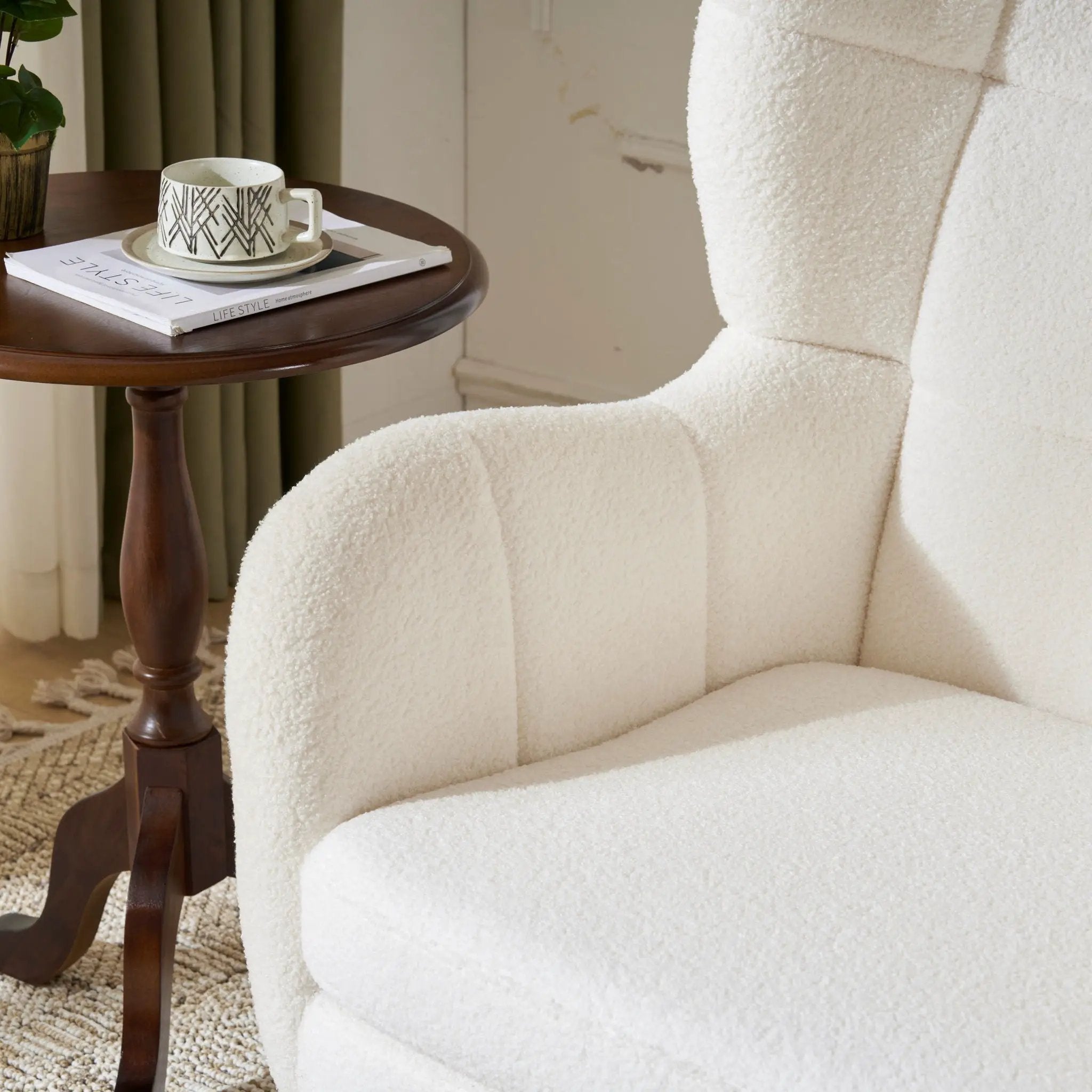 Accent Chair With Birch Wood Legs - White by HouseOfZazla