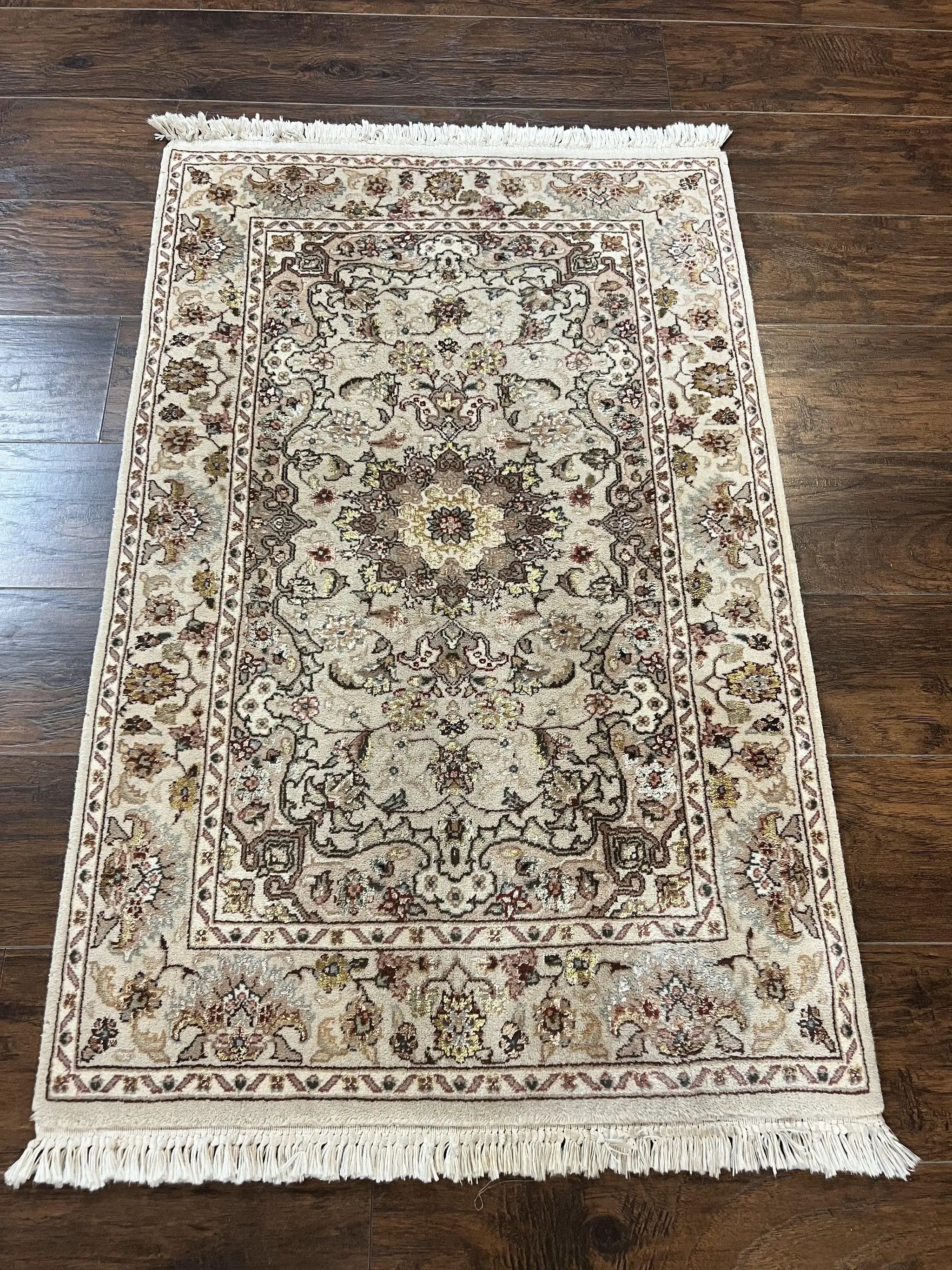 Sino Persian Rug 2.5 x 4, Hand Knotted Oriental Carpet, Small Persian Rug, Floral Medallion, Wool, Vintage by Jewel Rugs