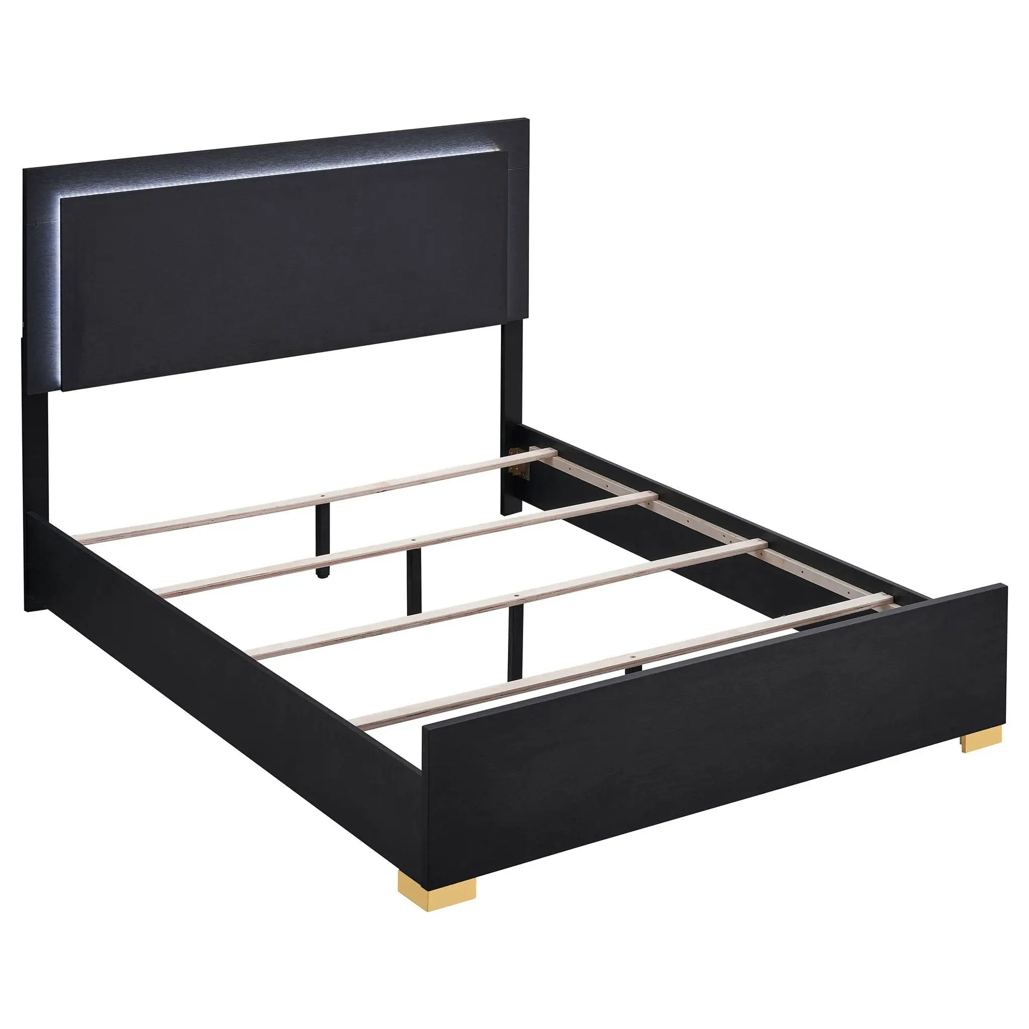 Marceline Wood Queen LED Panel Bed Black by Unique Piece Furniture