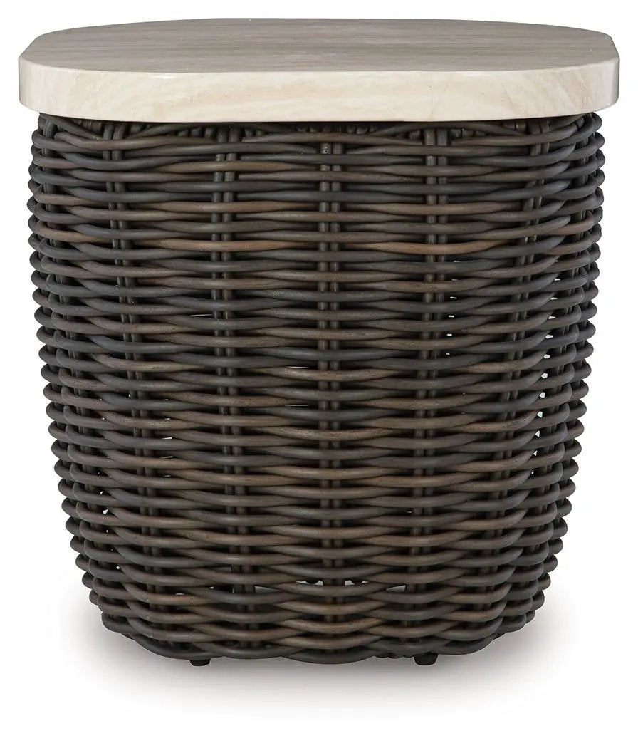Kimora - Square End Table - Beige / Dark Brown by Unique Piece Furniture