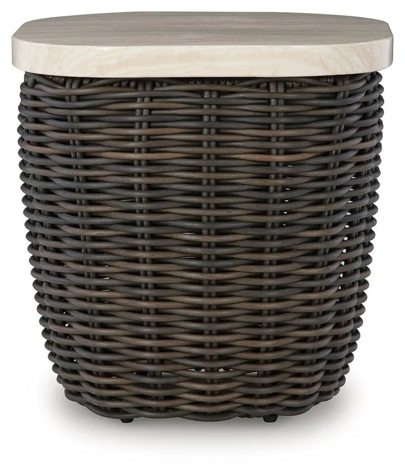 Kimora - Square End Table - Beige / Dark Brown by Unique Piece Furniture