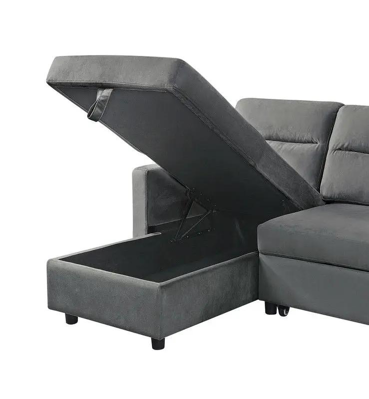 Ivy - Reversible Sleeper Sectional Sofa With Storage Chaise And Side Pocket by HouseOfZazla