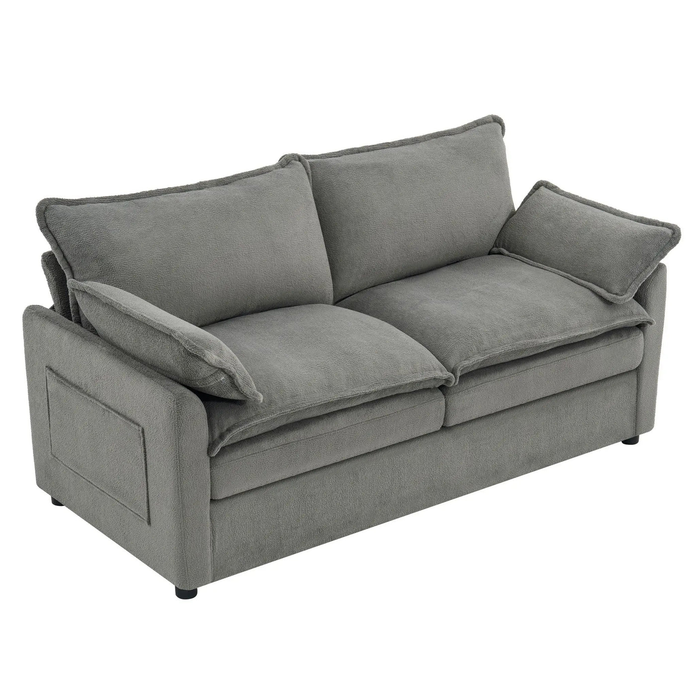Modern Loveseat Sofa, Upholstered Couch With Side Storage Pockets by HouseOfZazla