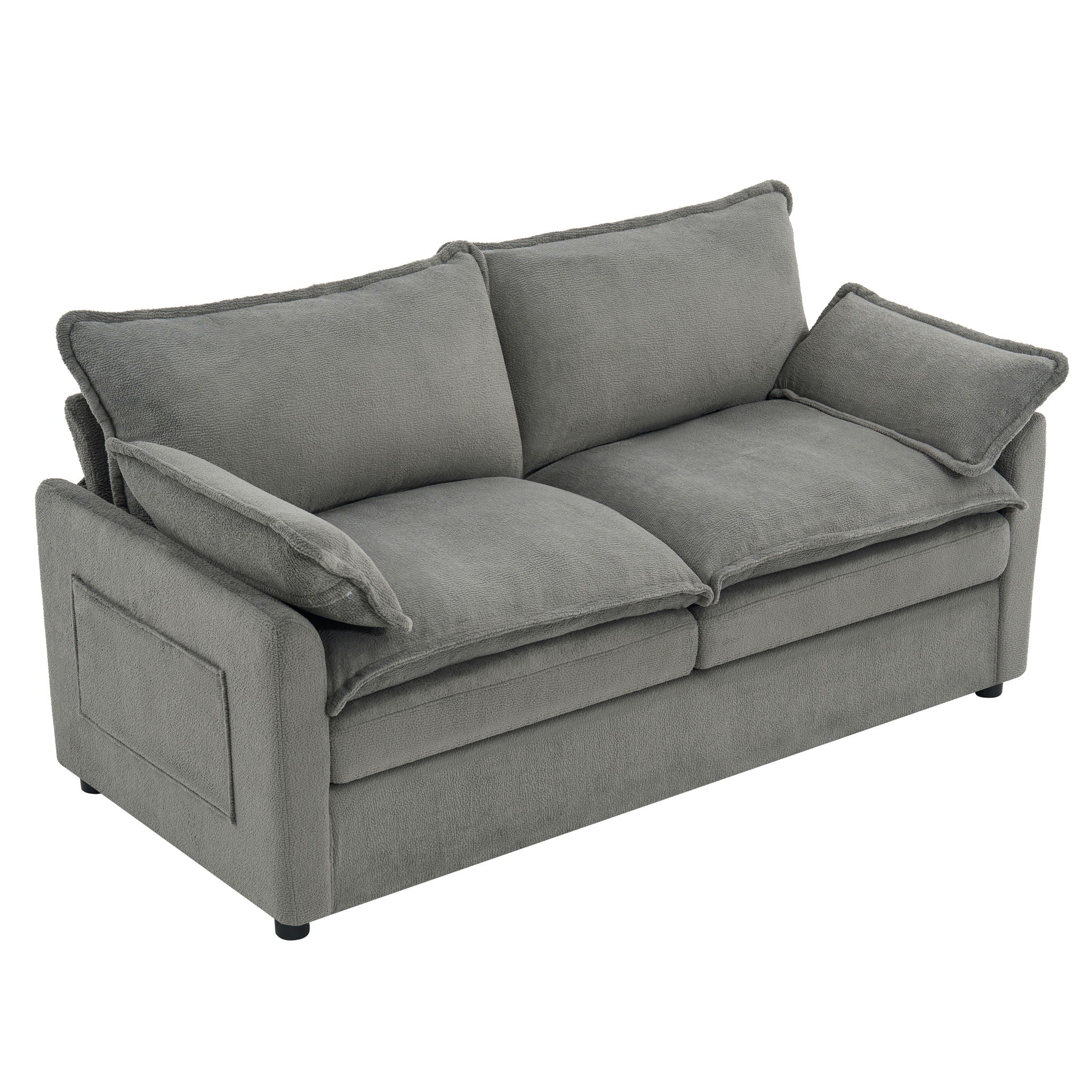 Modern Loveseat Sofa, Upholstered Couch With Side Storage Pockets by HouseOfZazla