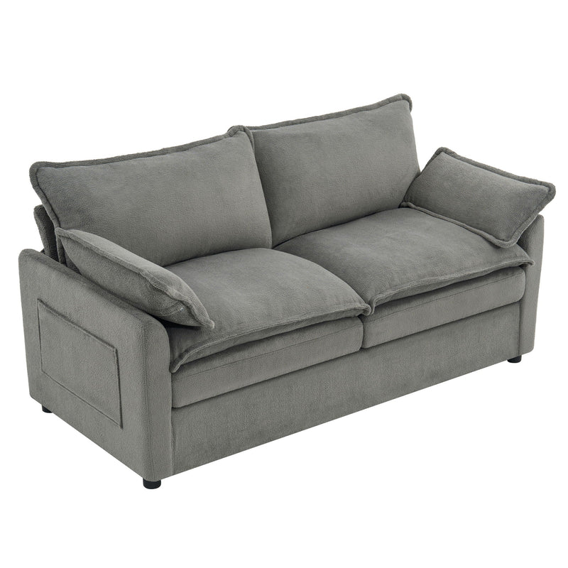 Modern Loveseat Sofa, Upholstered Couch With Side Storage Pockets by HouseOfZazla