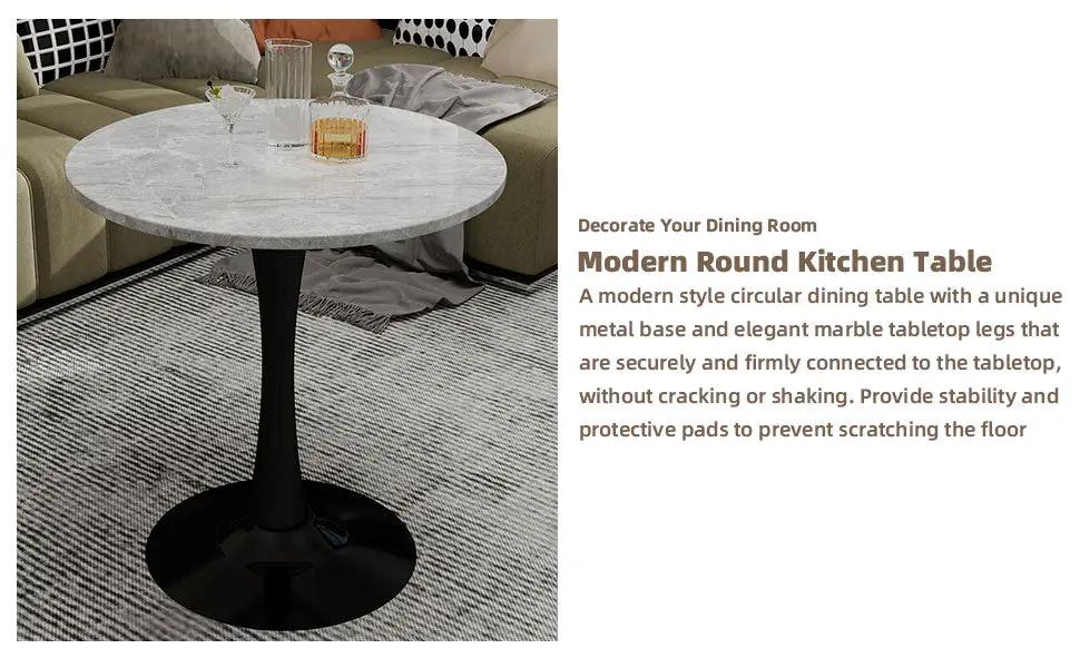 27.6-Inch Round Faux Marble Dining Table by HouseOfZazla