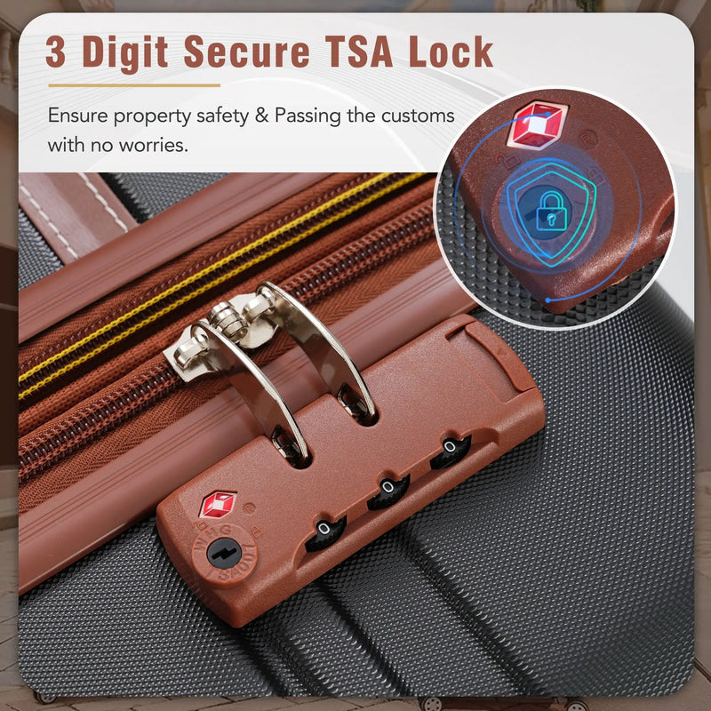 Hardshell Luggage Sets 3 Pieces 20" / 28" Luggages And Cosmetic Case Spinner Suitcase With Tsa Lock Lightweight by HouseOfZazla