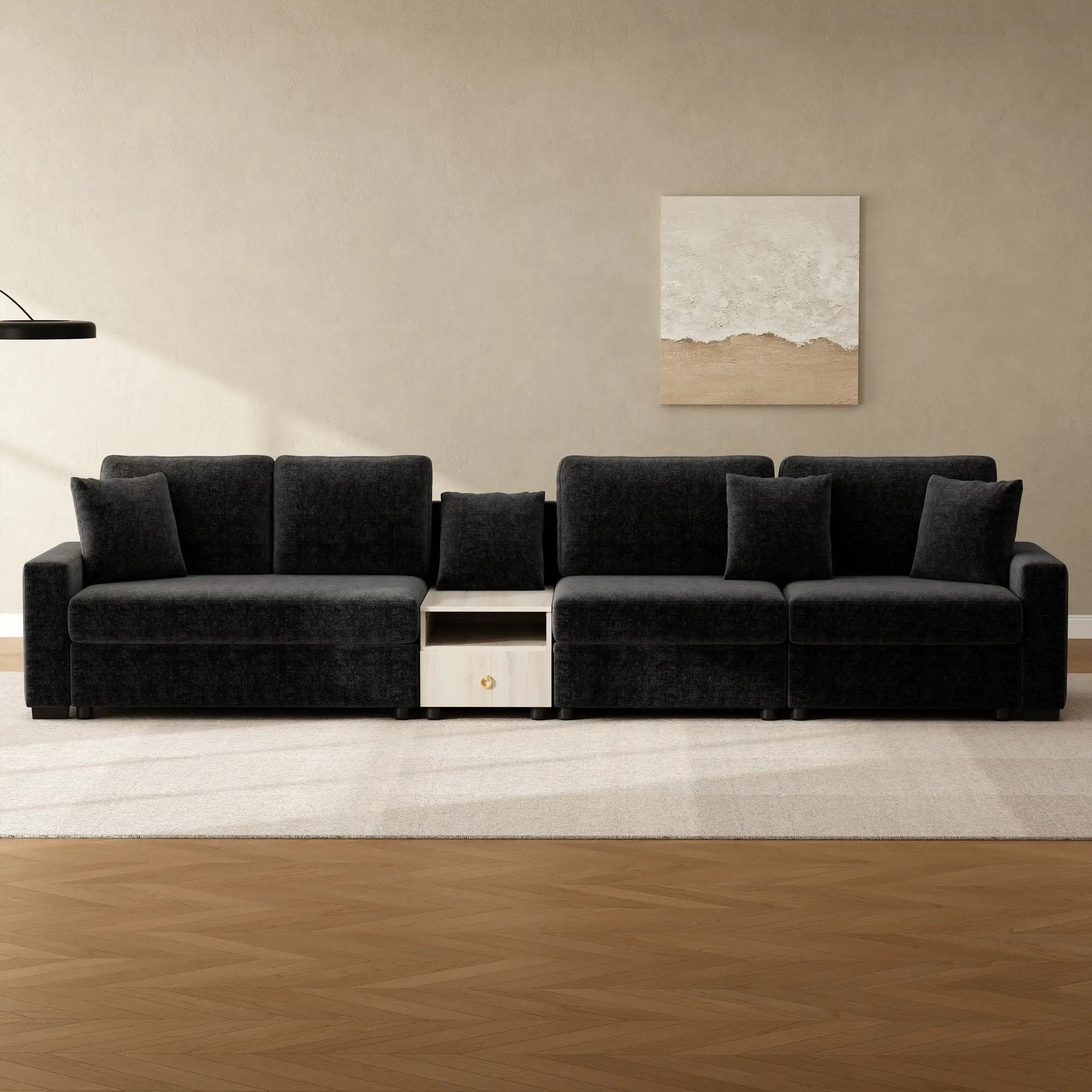 Modular Sofa Couch With Storage Armrest And Center Console by HouseOfZazla