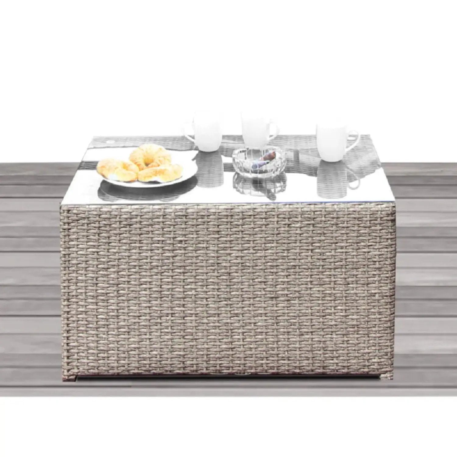 Outdoor Wicker Sectional With Weather Resistant Cushions And Table by HouseOfZazla
