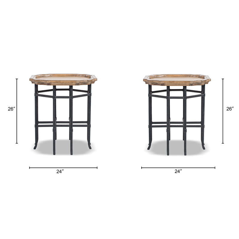 Foundry 24" Square Reclaimed Pine Wood & Iron Side Table Antique by HouseOfZazla