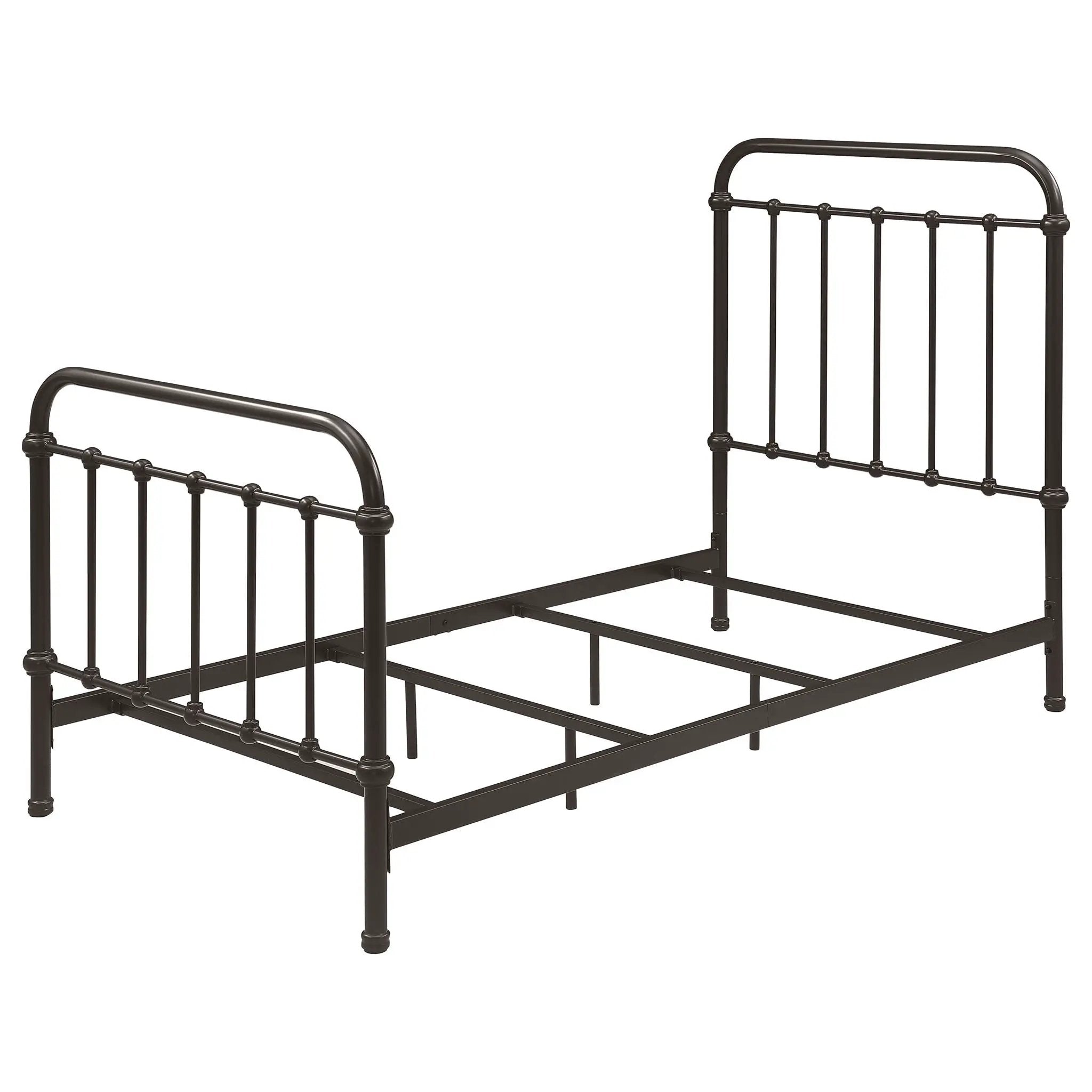 Twin Panel Bed With Ornate Design - Bronze