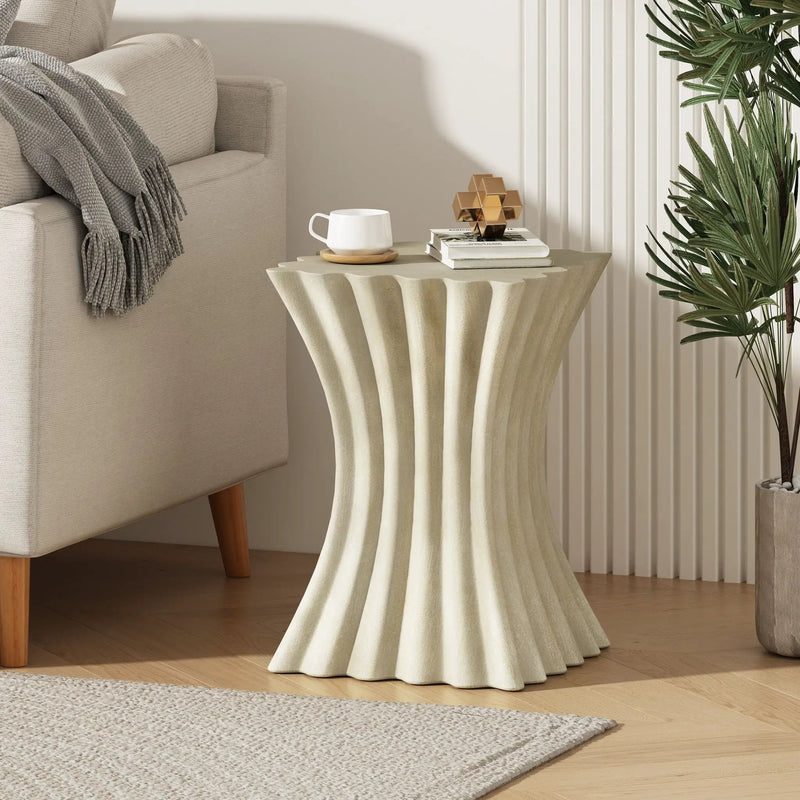 Mgo Archaistic Wavy Side Table - Antique Sandstone by HouseOfZazla