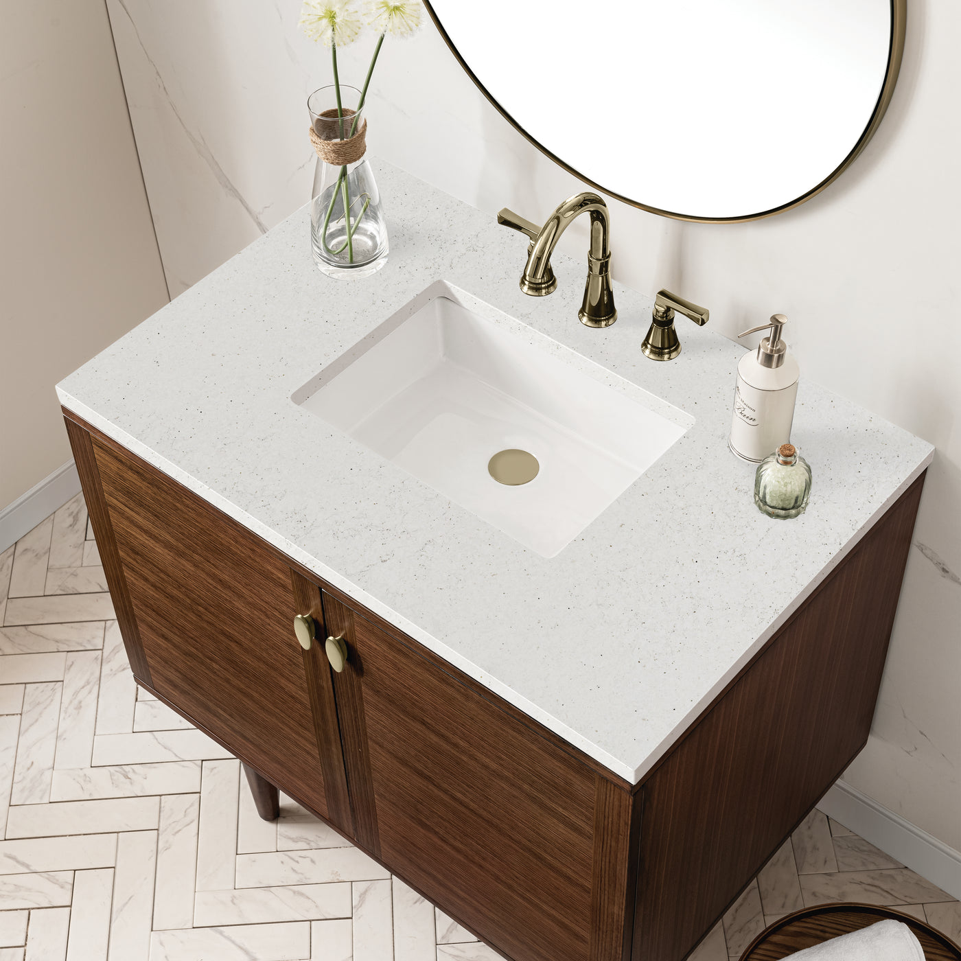 James Martin Amberly 36" Dual Mount Single Bathroom Vanity, Mid-Century Walnut, view 31