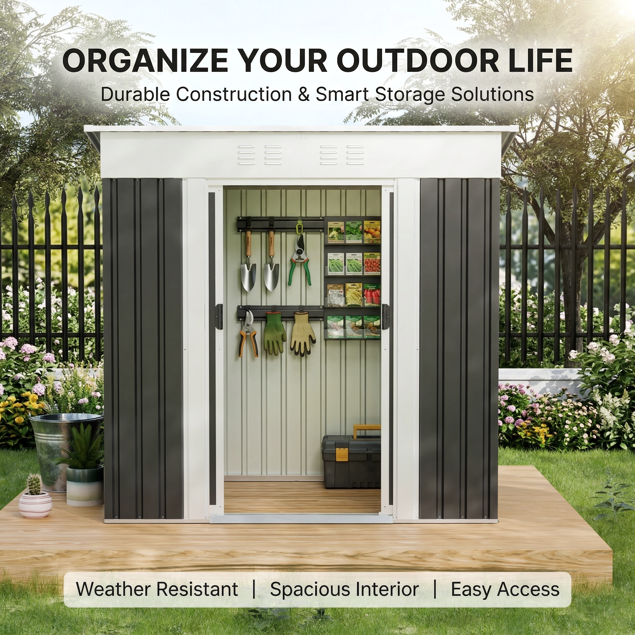 6x4 Ft Garden Shed for Patio and Outdoor Storage by HouseOfZazla