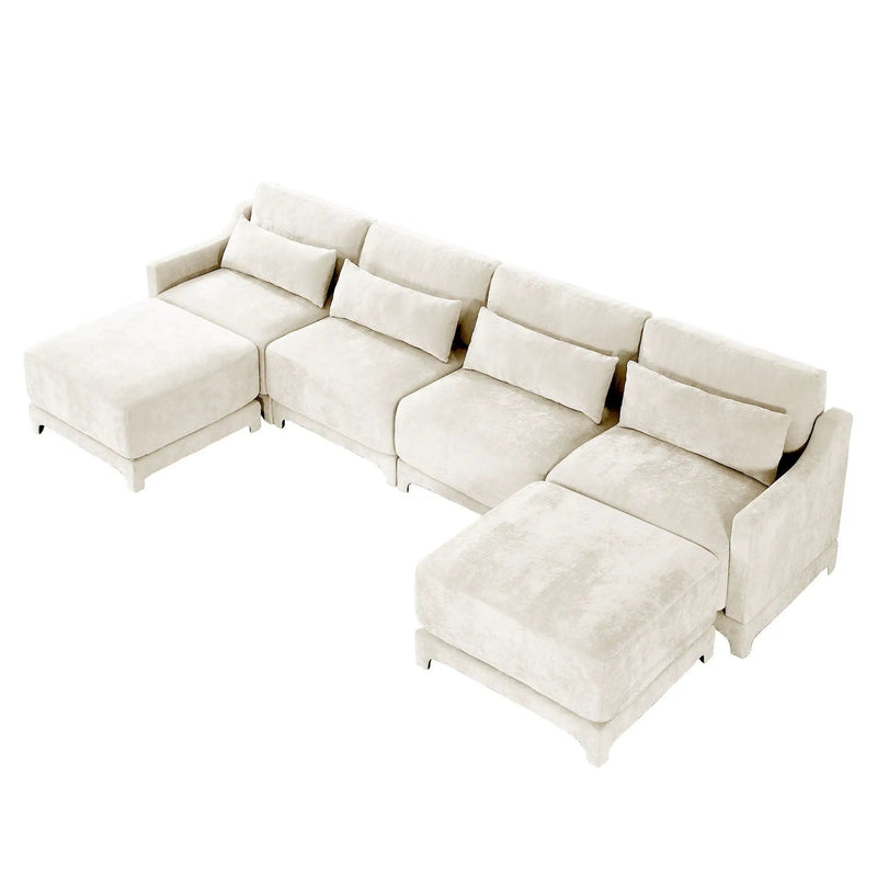 Stylish Sofa With Ottoman And Lumbar Pillows, Ergonomic Design by HouseOfZazla