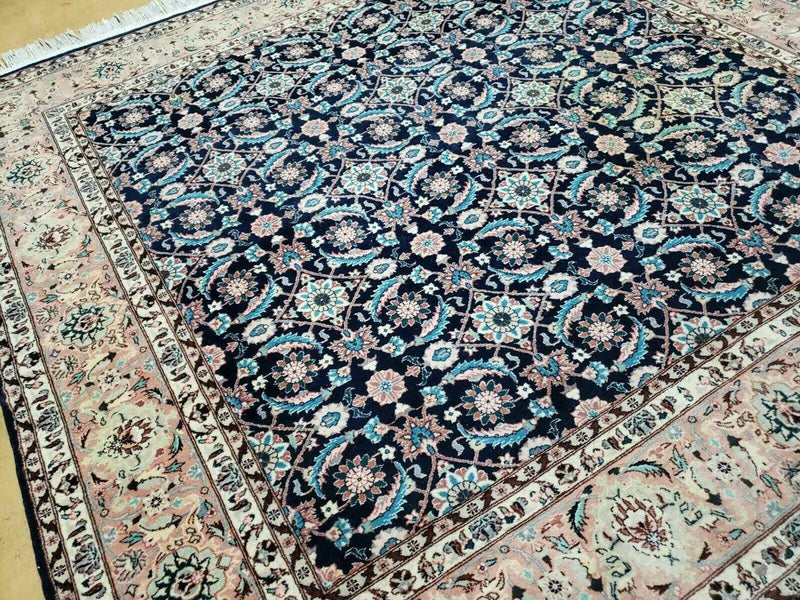 Square Indo Persian Rug 6x6, Hand Knotted, Wool, Allover Pattern by Jewel Rugs