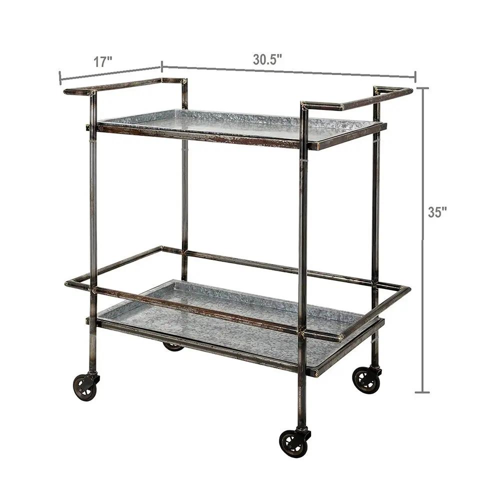 Percy Galvanized Metal Bar Cart - Gray by HouseOfZazla