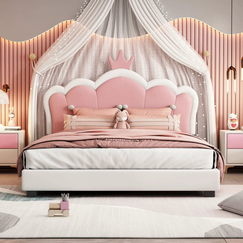 Upholstered Princess Platform Bed With Crown Headboard by HouseOfZazla