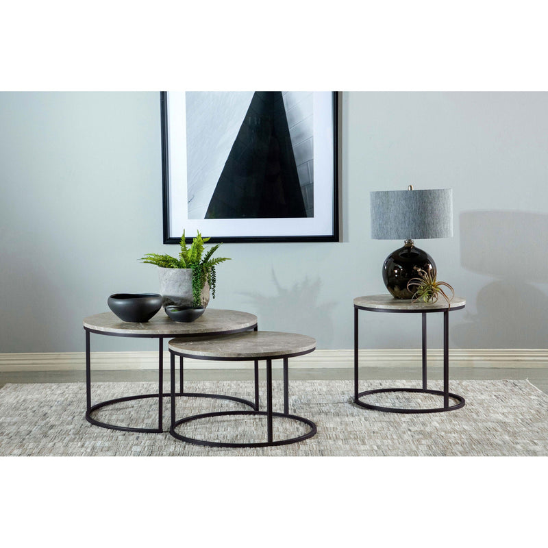Hanover - 2 Piece Round Nesting Coffee Tables - Gray by HouseOfZazla