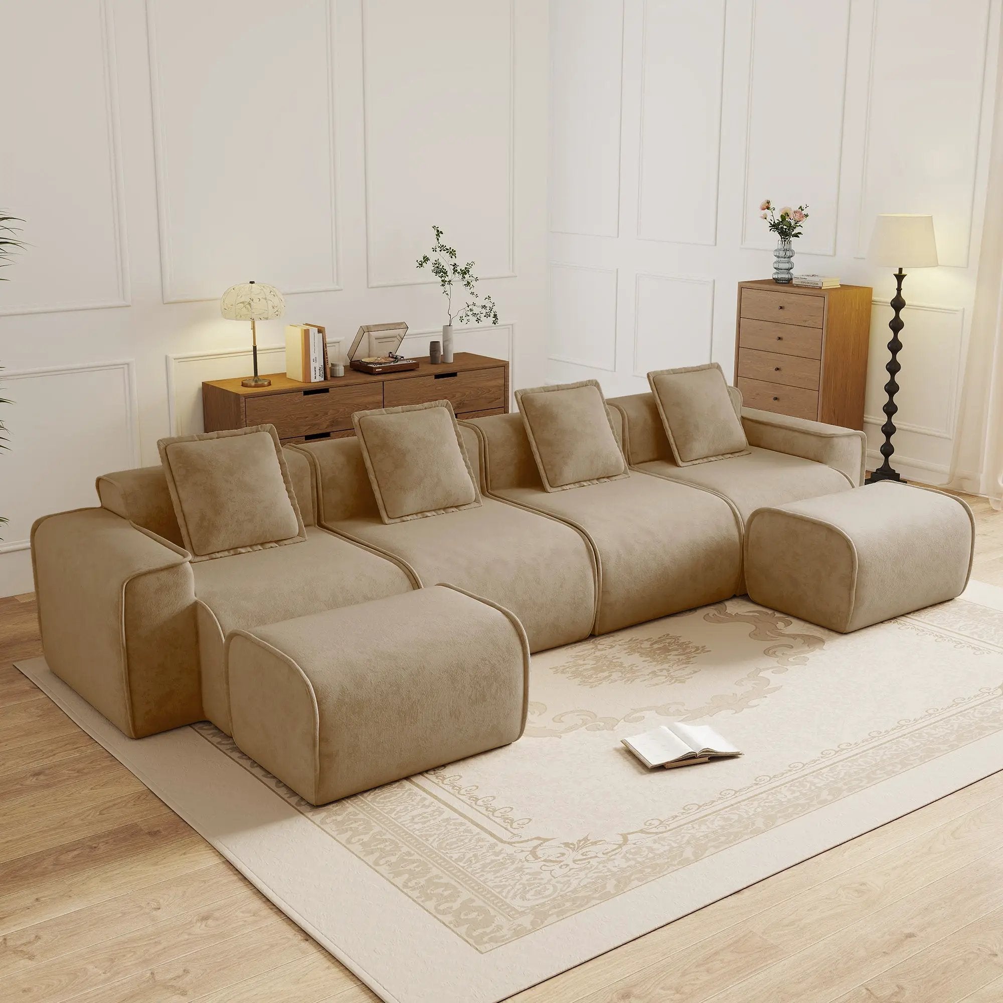 Streamlined Design Modular 4 Seat U Shape Sectional Sofa by HouseOfZazla