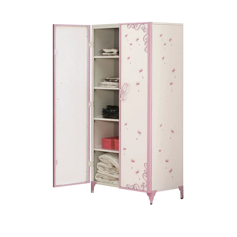 Priya II - Synthetic Leather Purple Wardrobe - Purple / White by Unique Piece Furniture