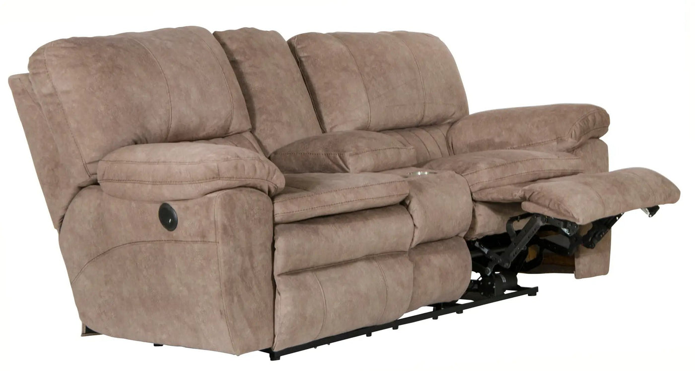 Reyes - Power Lay Flat Reclining Console Loveseat With Storage & Cupholders by Unique Piece Furniture