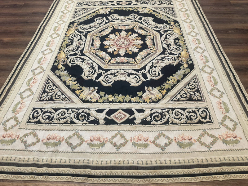Aubusson Rug 6x8, European Design, Lion Pictorials, Black by Jewel Rugs