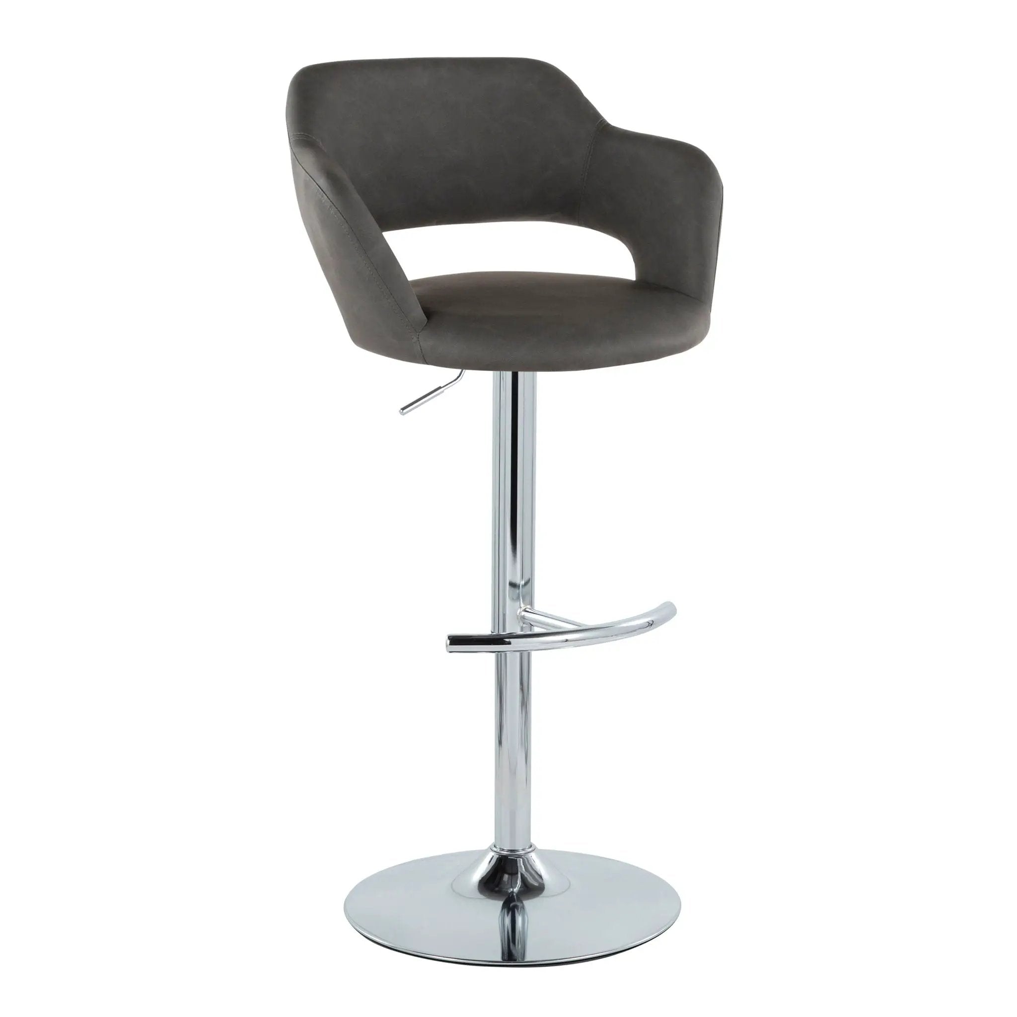 Margarite - Contemporary Ajustable Barstool With Swivel With Rounded T Footrest (Set of 2) by HouseOfZazla