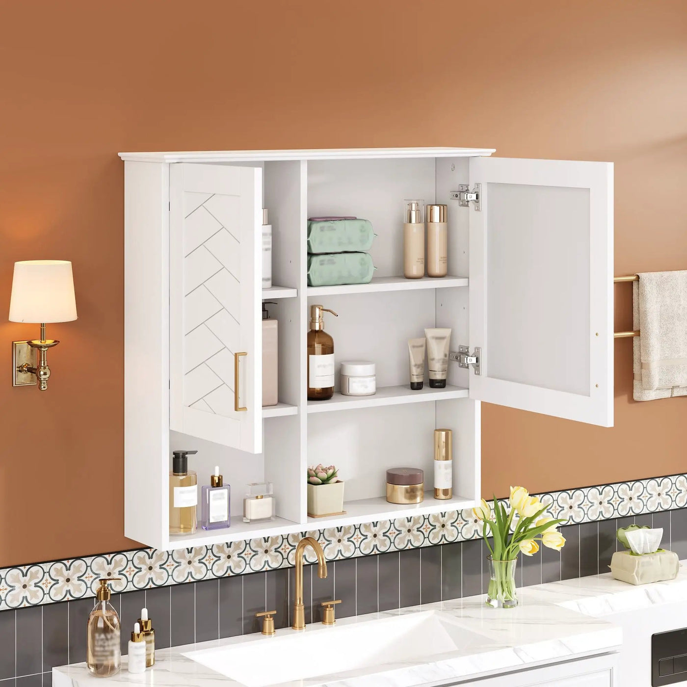 2 In 1 Wall-Mounted Mirror Cabinet With Adjustable Shelves, Soft-Close Doors, High-Definition Mirror & Storage by Unique Piece Furniture