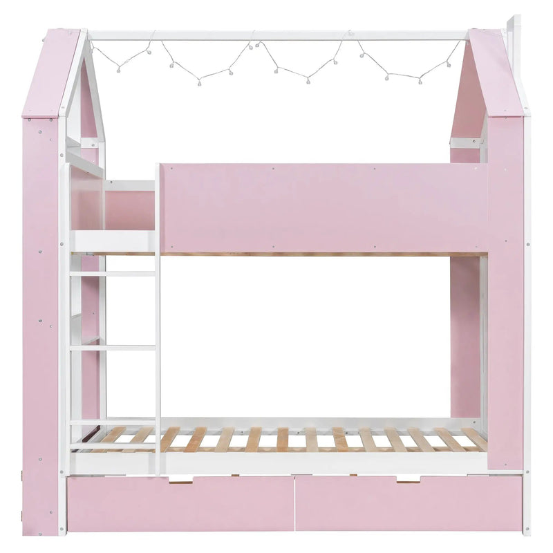 Full Size Bunk Bed with Storage Drawers & Shelves by HouseOfZazla