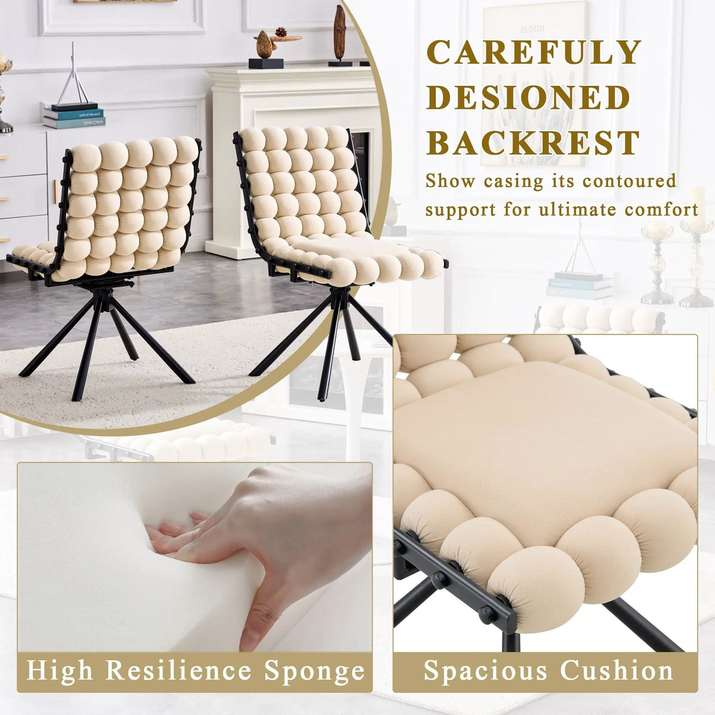 Puffy Bubble, Ball Chain Dining Chairs For Dining Room (Set of 2) by HouseOfZazla