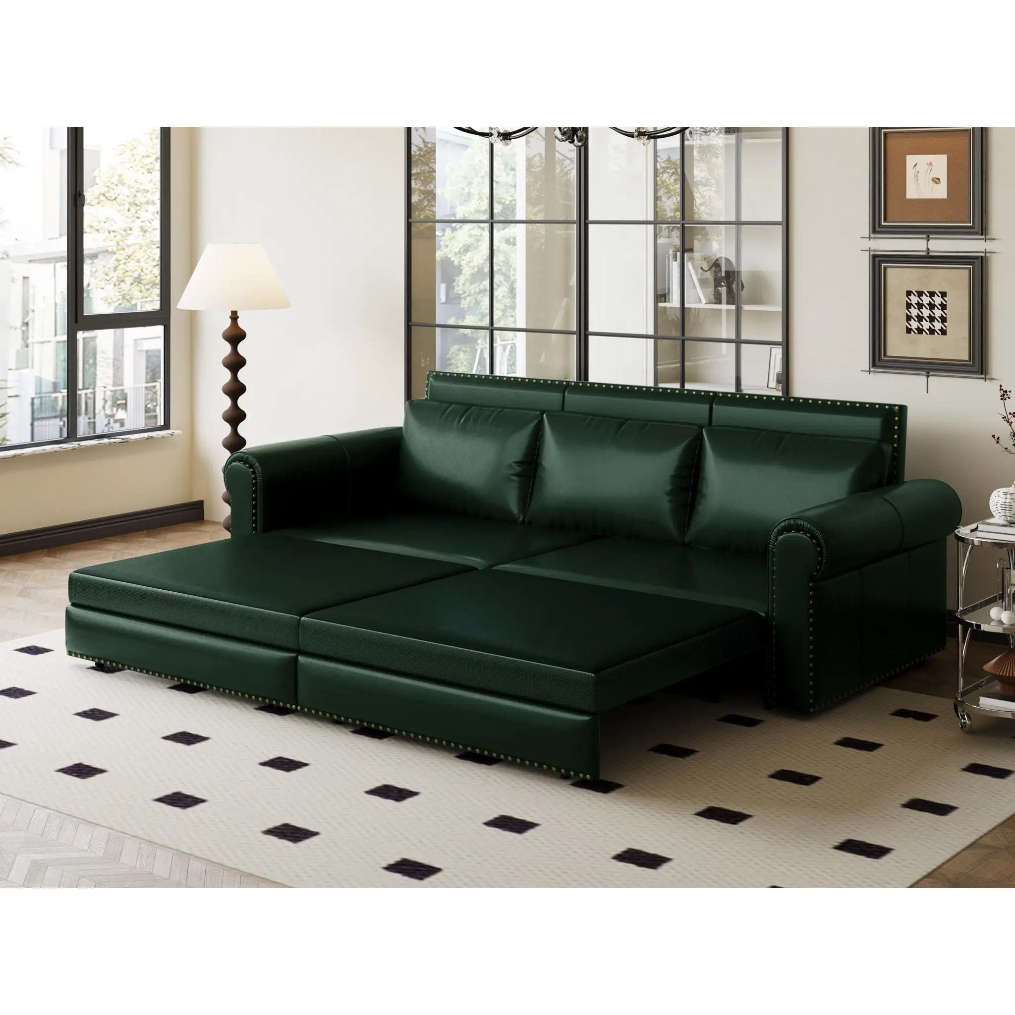 3 In 1 Convertible Sleeper Sofa With Nailhead Trim & Rolled Arm by HouseOfZazla