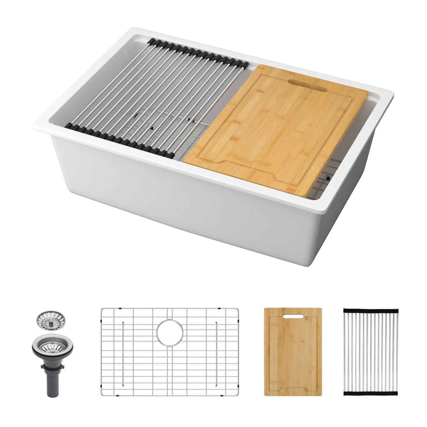 Quartz Kitchen Sink, Composite Workstation, Undermount by HouseOfZazla