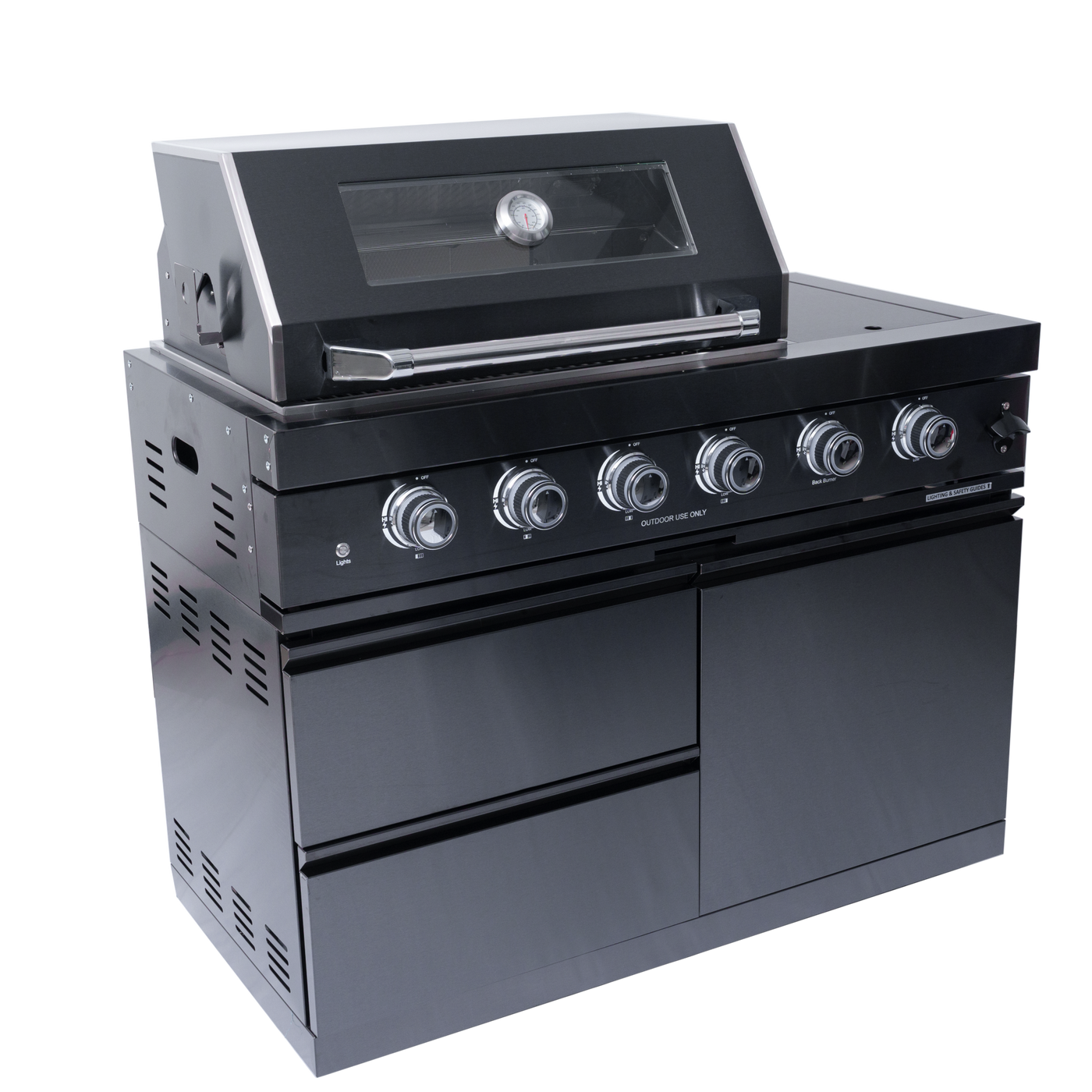 Black Gas Grill Four Burners Grill-B Stainless Steel Outdoor Kitchen Islands by HouseOfZazla