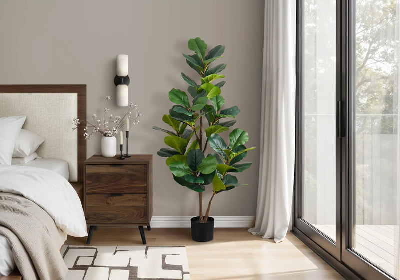 49" Tall Artificial Plant Fiddle Tree with Real Touch Leaves by HouseOfZazla